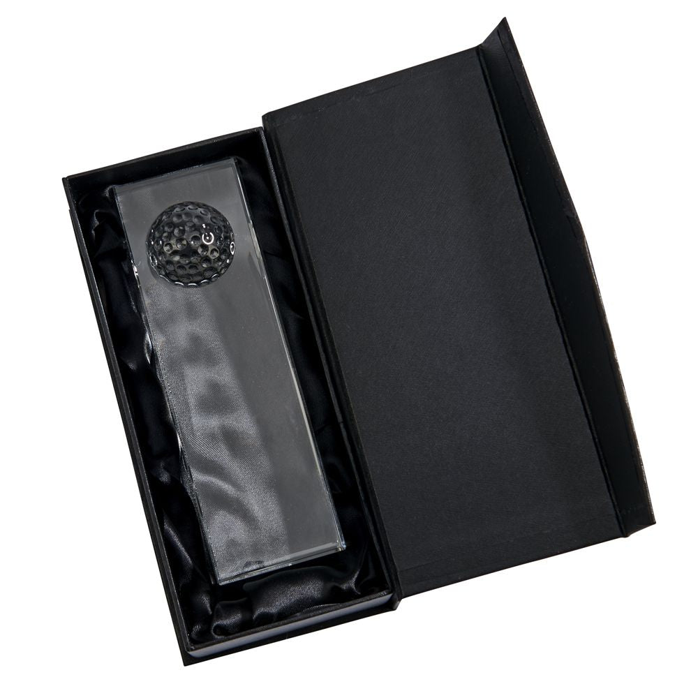 Optic Crystal Golf Ball Obelisk, 7.75"